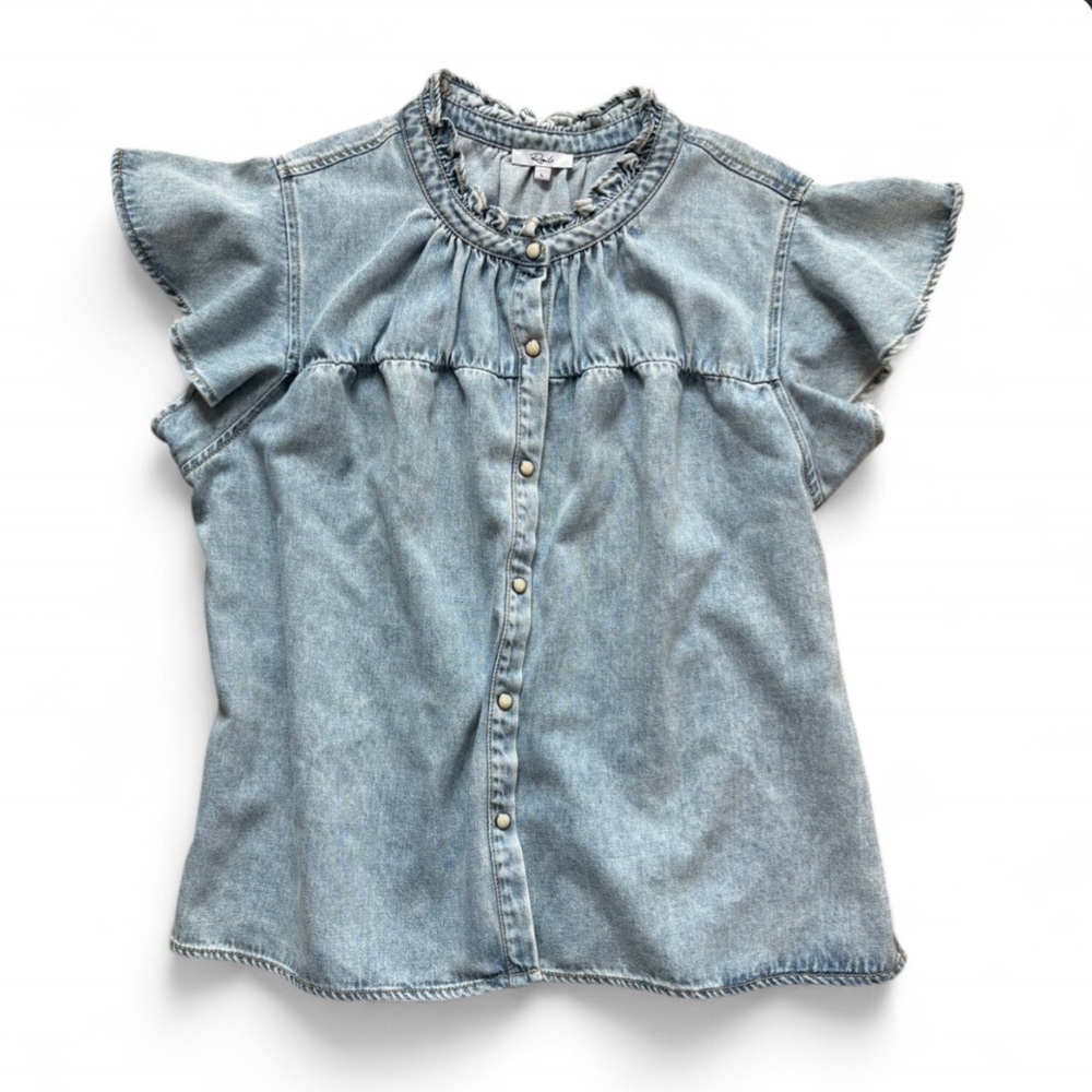 Rails Denim Ruffle Blouse